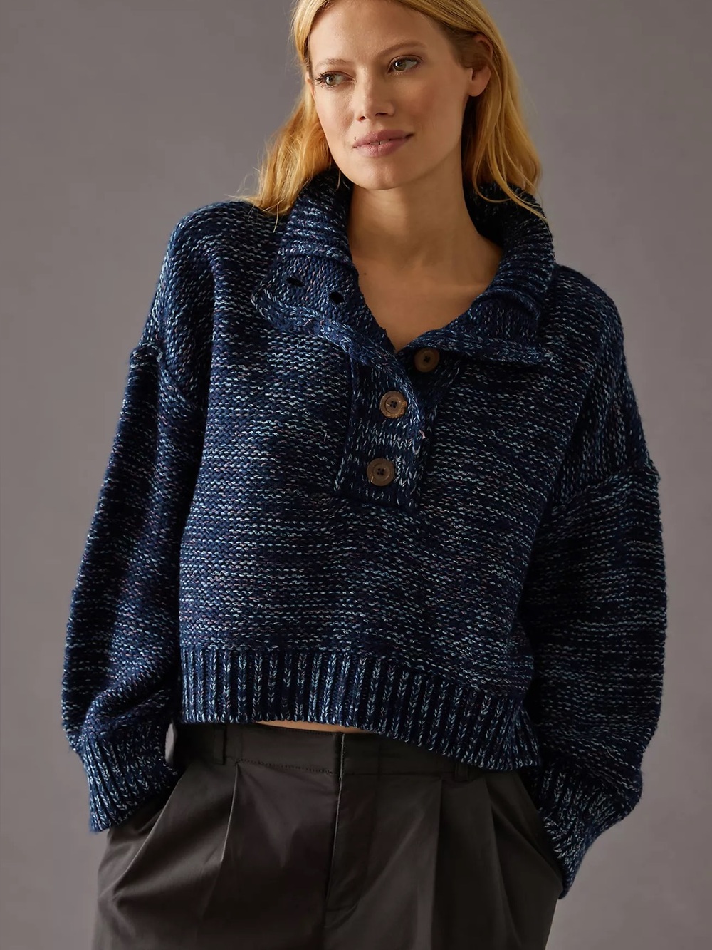 Anthropologie Sz SM Pilcro Mega Henley Sweater